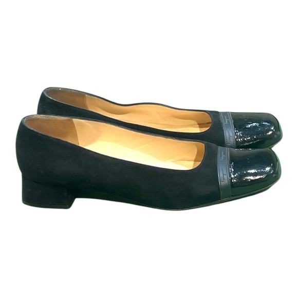 Salvatore Ferragamo Square Toe Pumps Black Suede Size 11. - Picture 6 of 7